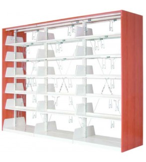 Double side, three section bookcase