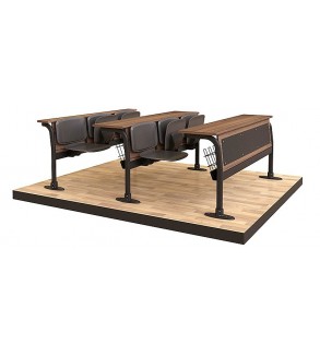 Leather coating triple sitting lecture desk